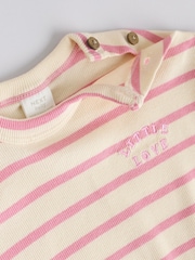 Weiß/Pink mit Streifen - Baby Top and Wide Leg Trousers 2 Piece Set (0mths-2yrs) - Bild 9 von 10