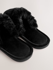 Black Faux Fur Slider Slippers - Image 5 of 5