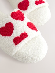 Ecru Heart Borg Sliders Slippers - Image 7 of 7