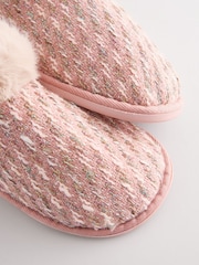Pink Tweed Boot Slippers with Faux Fur Lining - Image 5 of 7