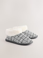 Neutral Tweed Boot Slippers with Faux Fur Lining - Image 4 of 10