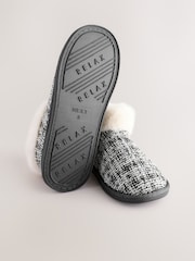 Neutral Tweed Boot Slippers with Faux Fur Lining - Image 7 of 10