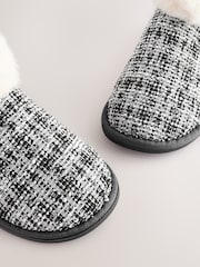 Neutral Tweed Boot Slippers with Faux Fur Lining - Image 8 of 10