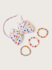 Monsoon White Polka Dot Headband and Bracelets - Image 1 of 2