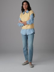 Yellow Denim Shirt Layer 2 in 1 Knitted Tank Jumper with Wool - Image 4 of 7