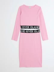 River Island Pink Girls Ribbed Midi 100% Cotton Skirt Set - Image 3 of 5