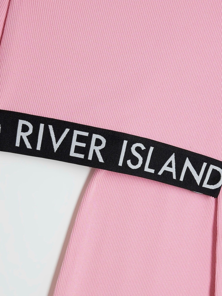 River Island Pink Girls Ribbed Midi 100% Cotton Skirt Set - Image 4 of 5