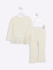 River Island Cream 100% Cotton Top and Joggers Set - Image 2 of 5