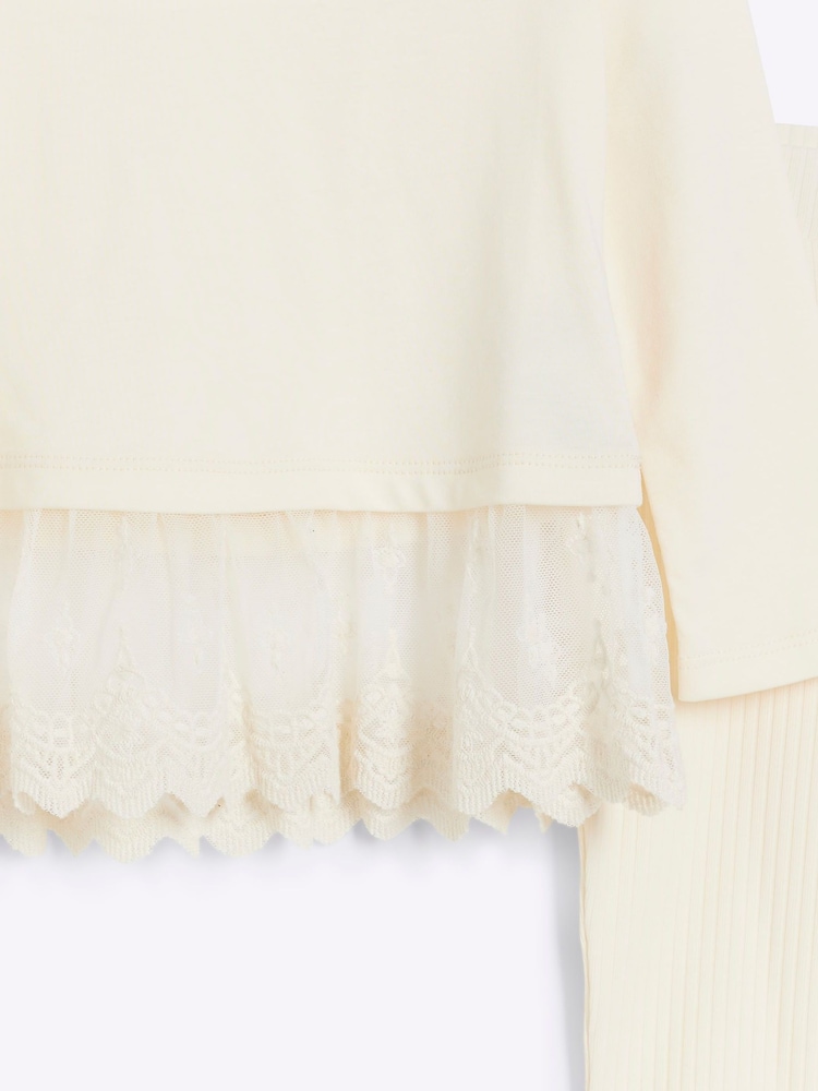 River Island Cream 100% Cotton Top and Joggers Set - Image 5 of 5
