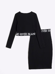 River Island Black Girls Ribbed Midi 100% Cotton Skirt Set - Image 2 of 5