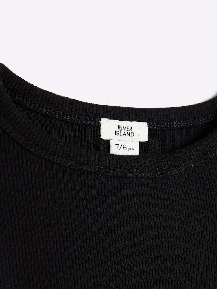 River Island Black Girls Ribbed Midi 100% Cotton Skirt Set - Image 5 of 5