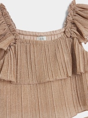 River Island Brown Girls Shimmer 100% Cotton Plisse Set - Image 3 of 4