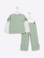 River Island Green Girls Long Sleeve Sweatshirt Set - Image 1 of 5