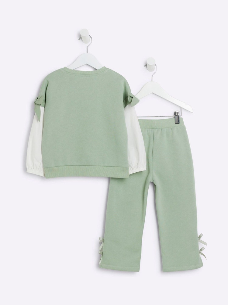 River Island Green Girls Long Sleeve Sweatshirt Set - Image 2 of 5