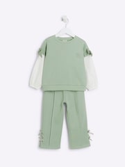River Island Green Girls Long Sleeve Sweatshirt Set - Image 3 of 5