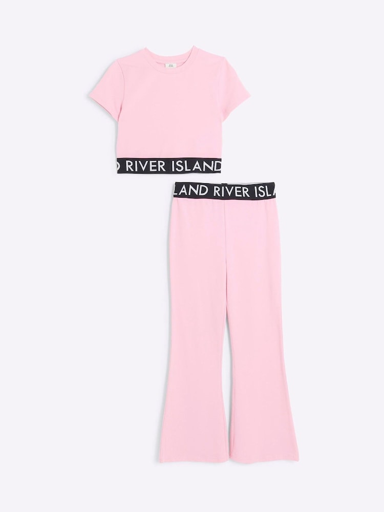 River Island Girls 100% Cotton Top and Kickflare Trousers Set - صورة 1 من 4 River Island Girls 100% Cotton Top and Kickflare Trousers Set - صورة 1 من 4