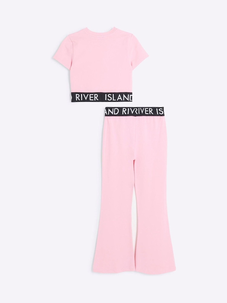 River Island Girls 100% Cotton Top and Kickflare Trousers Set - صورة 2 من 4 River Island Girls 100% Cotton Top and Kickflare Trousers Set - صورة 2 من 4