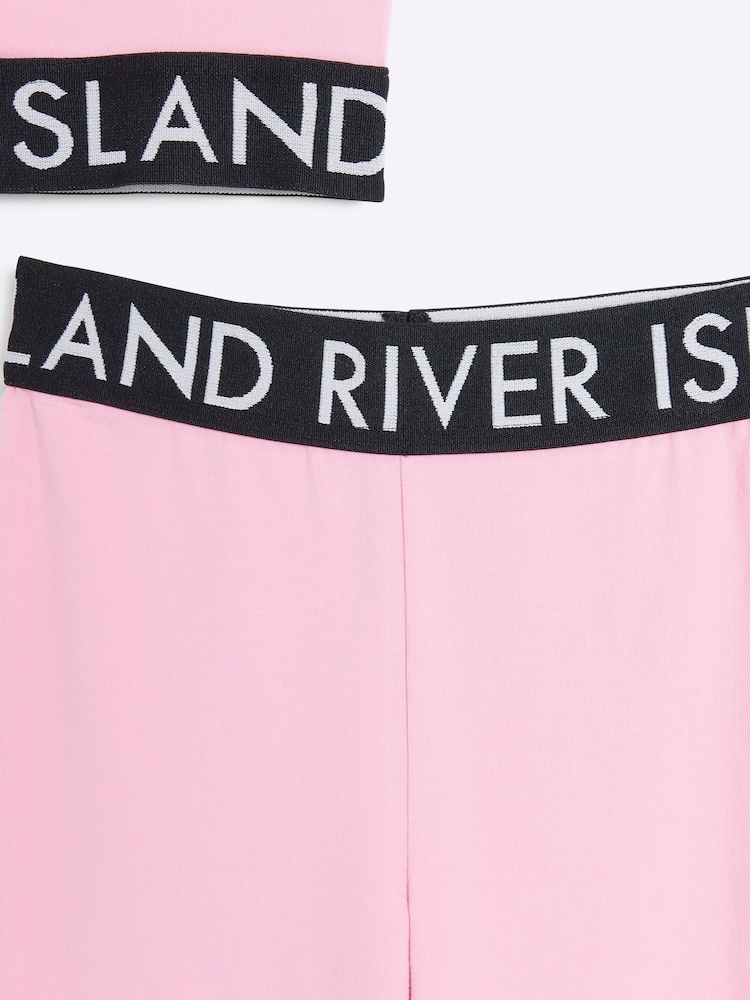 Ensemble River Island haut 100% coton et pantalon évasé pour fille - Image 3 of 4