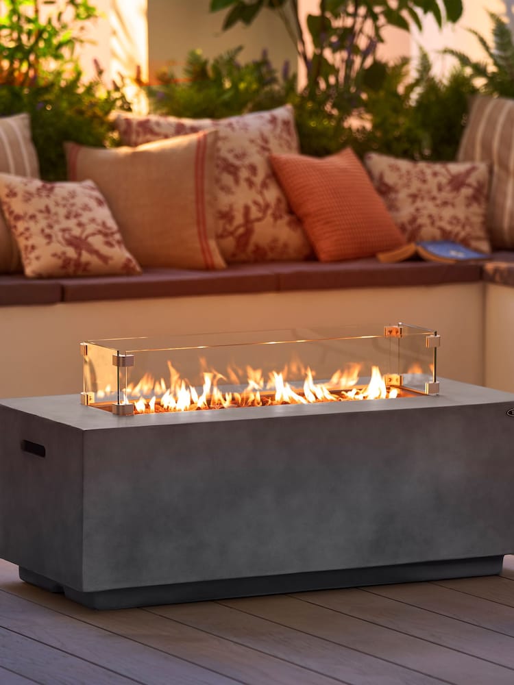 Tower Grey Magna Rectangular Gas Garden Fire Pit - Image 1 of 1