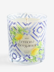 Yellow/Blue Lemon and Bergamot Single Wick Scented Candle - Image 3 of 3