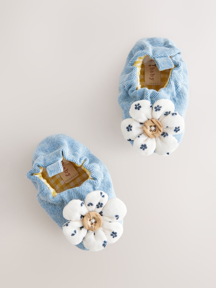Blue Denim Flower Baby Slip On Shoes (0-24mths) - Image 2 of 4
