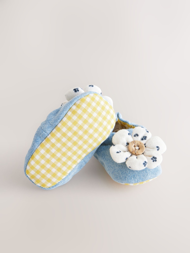 Blue Denim Flower Baby Slip On Shoes (0-24mths) - Image 3 of 4
