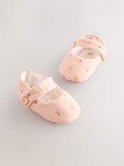 Pink Floral Print Baby Textile Mary Jane Shoes (0-18mths) - Image 1 of 6