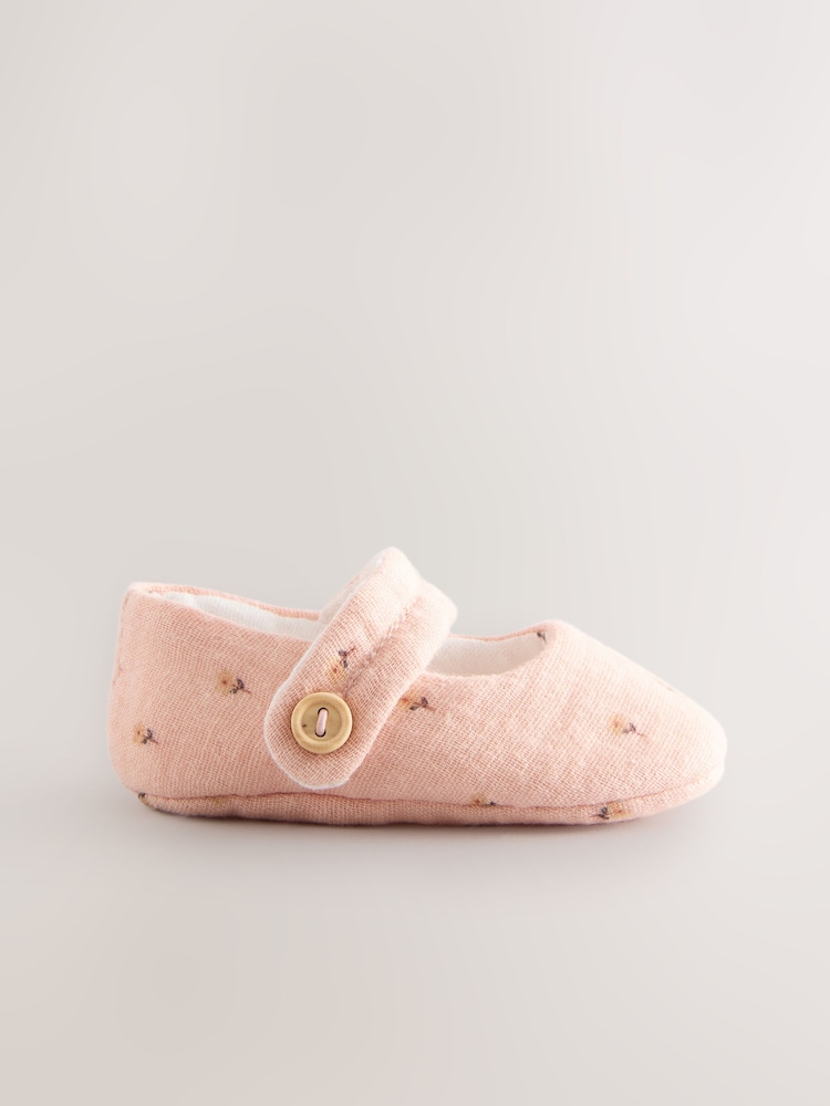 Pink Floral Print Baby Textile Mary Jane Shoes (0-18mths) - Image 2 of 6