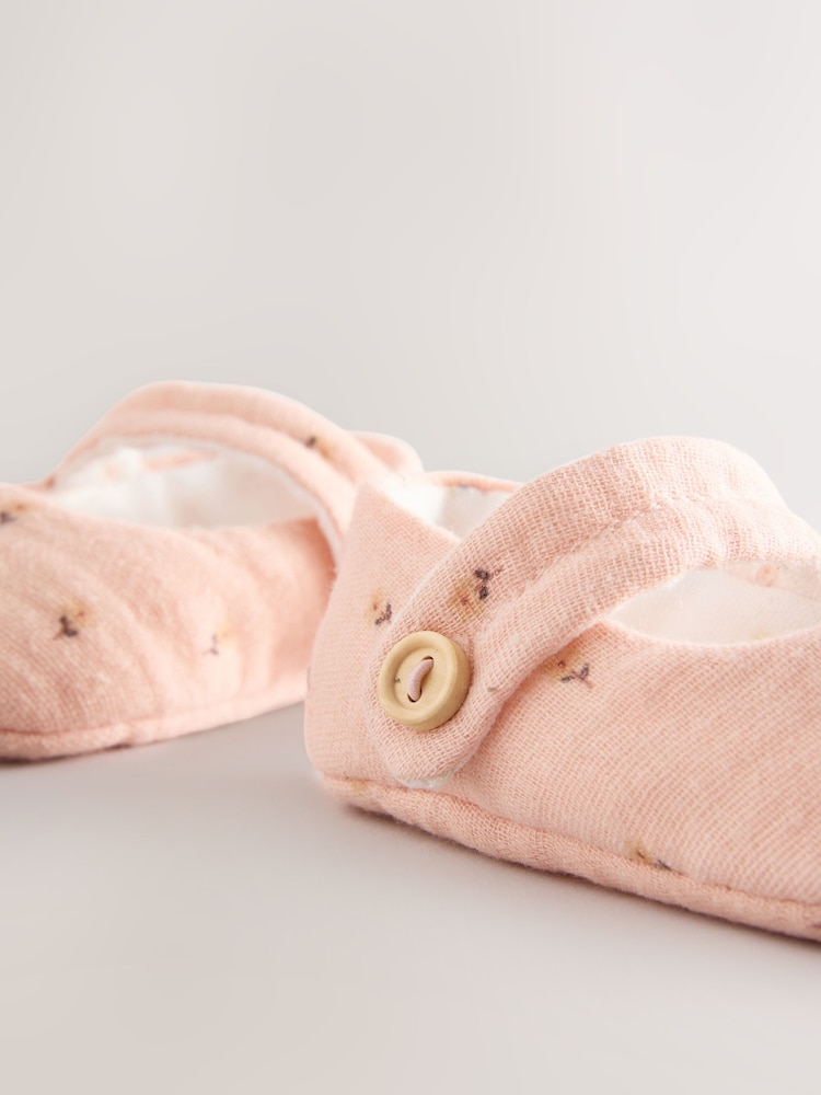 Pink Floral Print Baby Textile Mary Jane Shoes (0-18mths) - Image 3 of 6