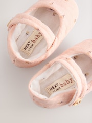 Pink Floral Print Baby Textile Mary Jane Shoes (0-18mths) - Image 5 of 6