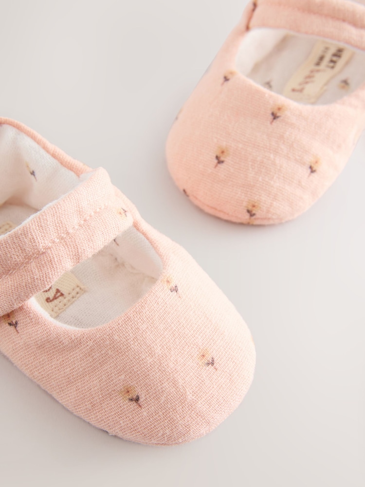 Pink Floral Print Baby Textile Mary Jane Shoes (0-18mths) - Image 6 of 6