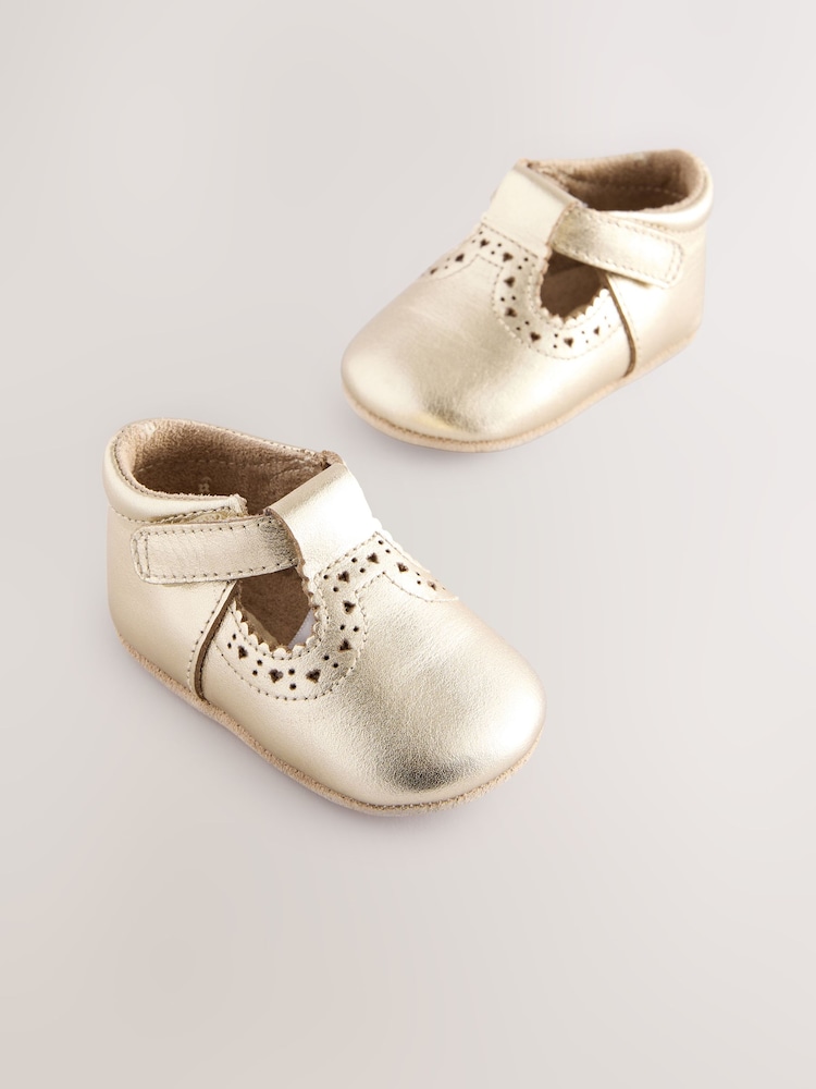 Gold Leather Baby T-Bar Shoes (0-24mths) - Image 1 of 5