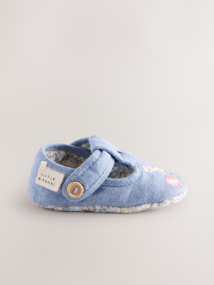 Denim Baby Embroidery T Bar Textile Shoes (0-24mths) - Image 2 of 5
