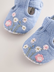 Denim Baby Embroidery T Bar Textile Shoes (0-24mths) - Image 3 of 5
