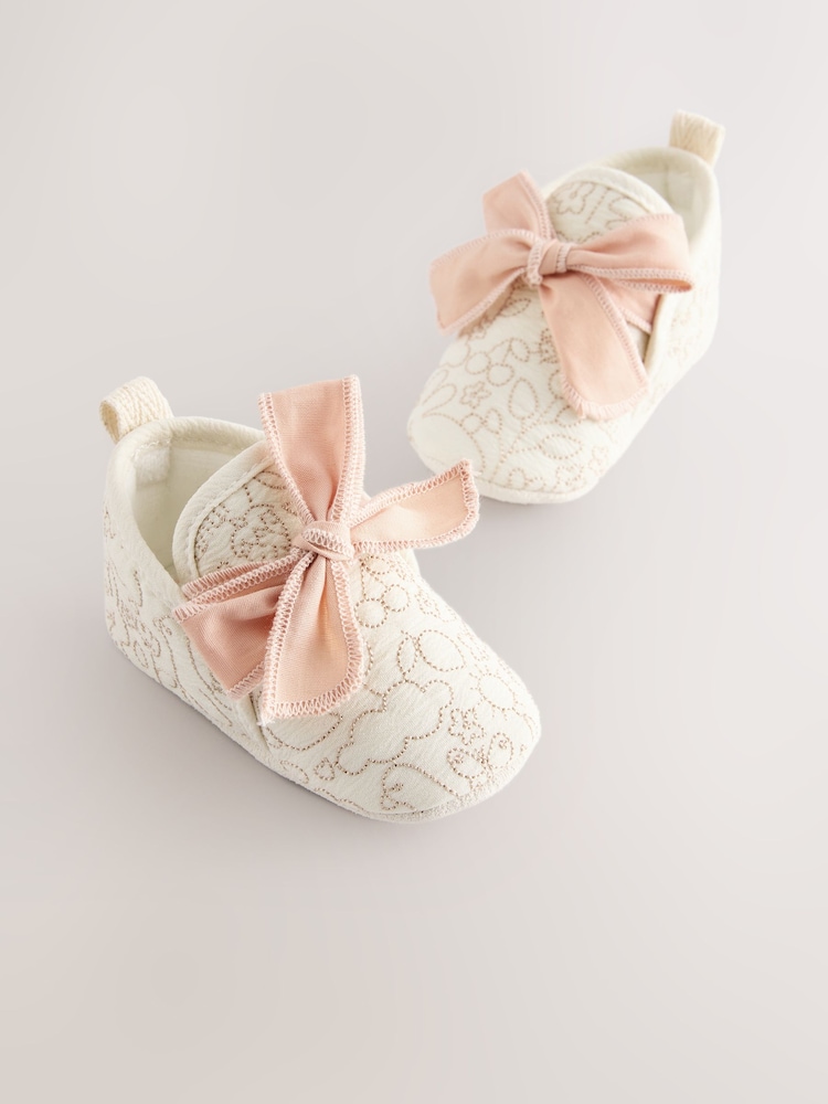 Cream Embroidery Baby Booties (0-18mths) - Image 1 of 5