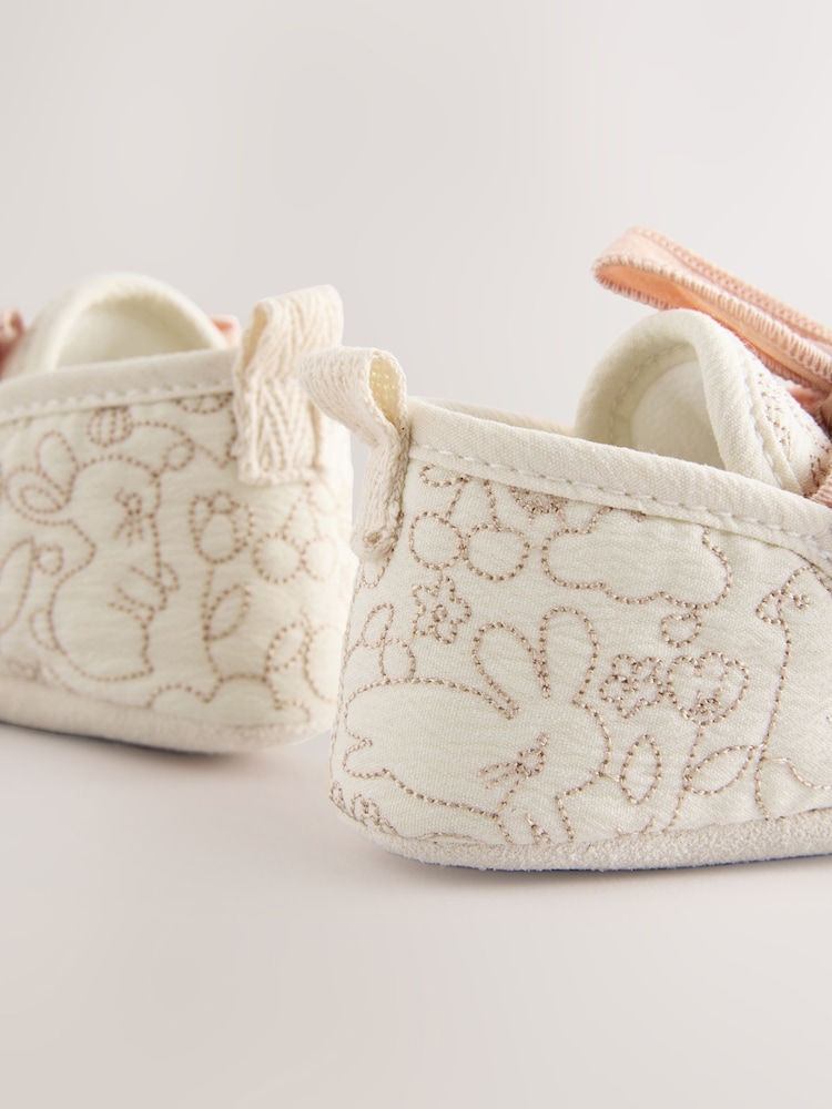Cream Embroidery Baby Booties (0-18mths) - Image 4 of 5
