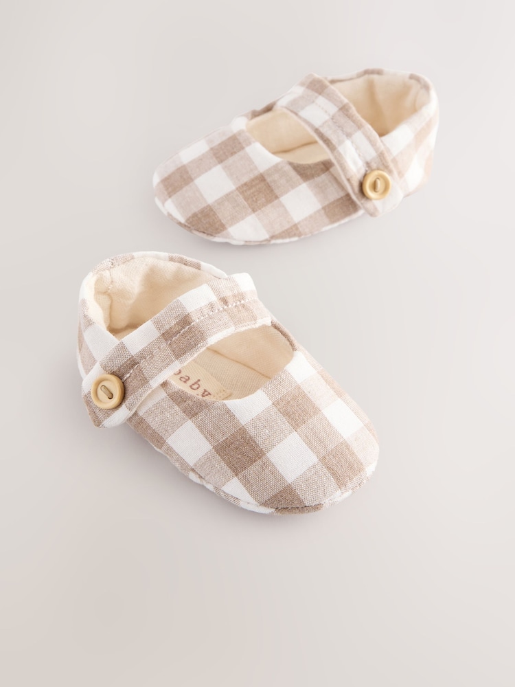 Нейтральний Гінгем - немовля Textile Mary Jane взуття (0-18міс.) - Image 1 of 5