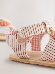 Pink/Stripe Crochet Strawberry T-Bar Baby Sandals (0-24mths) - Image 5 of 5