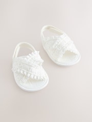 White Broderie Baby Sandals (0-24mths) - Image 1 of 5