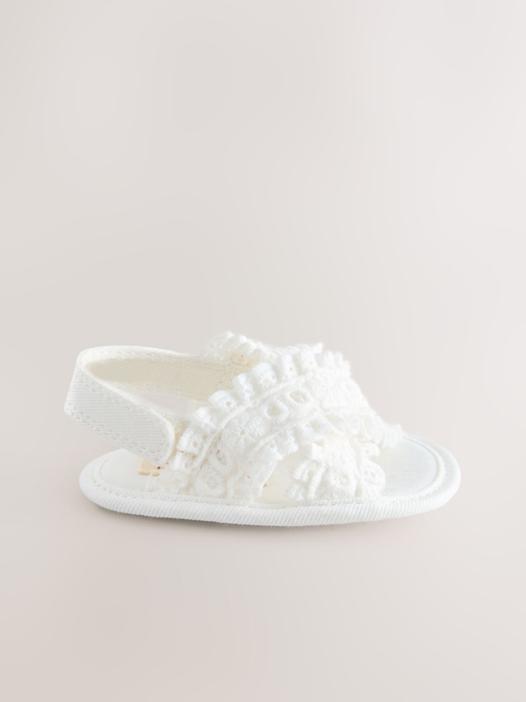 White Broderie Baby Sandals (0-24mths) - Image 2 of 5