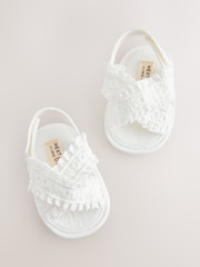 White Broderie Baby Sandals (0-24mths) - Image 3 of 5