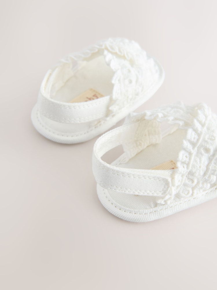 White Broderie Baby Sandals (0-24mths) - Image 4 of 5