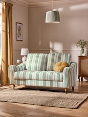 Laura Ashley Blue, Green & Cream Barwell Stripe Pearson Small 2 Seater Sofa - Image 3 of 7
