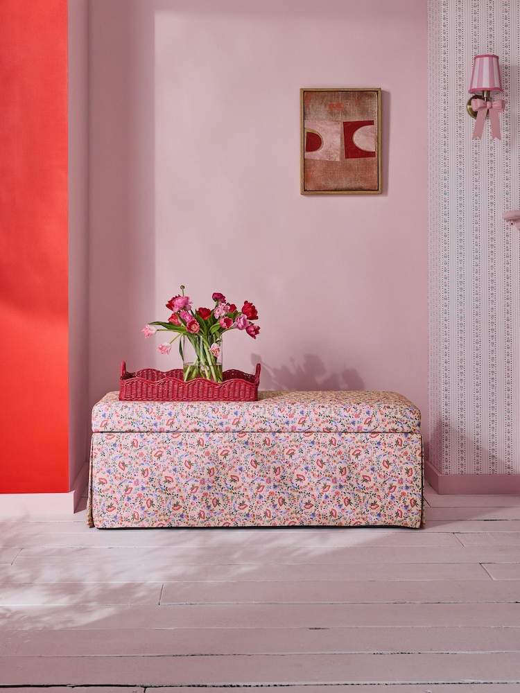 Cath Kidston Feather Ditsy Coral Pink Storage Ottoman - Image 1 of 9