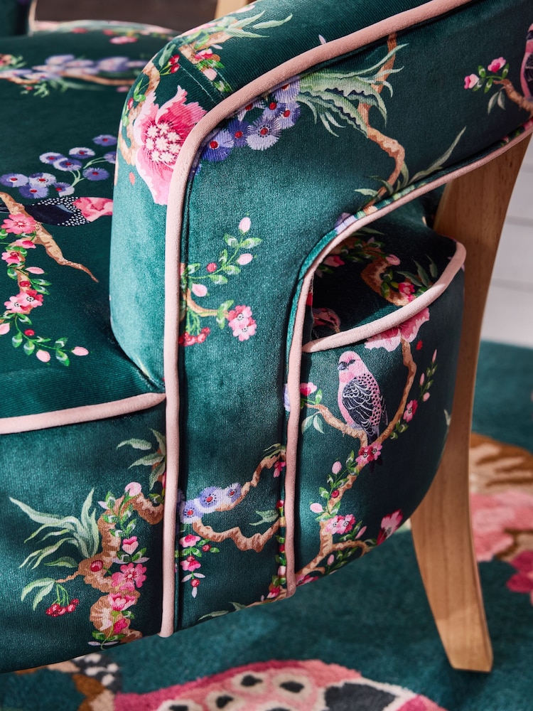 Cath Kidston Birds and Berries Bottle Green Remi Accent Chair - Image 2 of 8