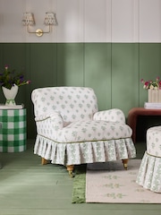 Cath Kidston Cath Crest Cream and Green Lilly Accent Chair - Image 1 of 8