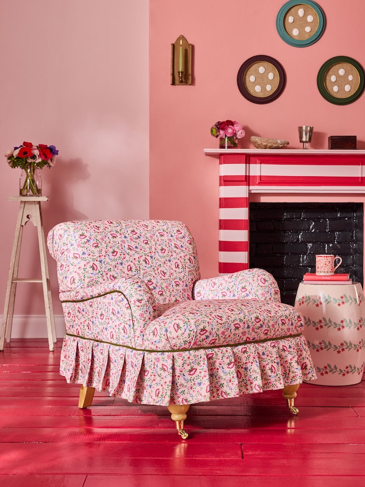 Cath Kidston Feather Ditsy Coral Pink Lilly Accent Chair - Image 1 of 8