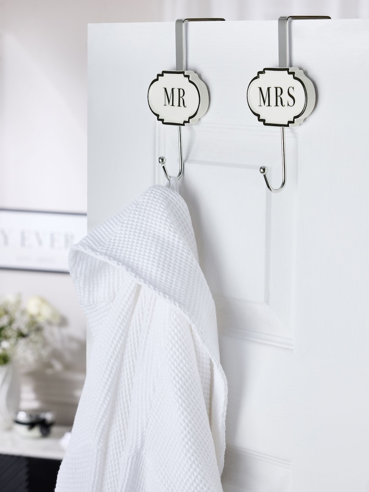 Black/White Mr and Mrs Wedding Overdoor Hooks - Image 1 of 3