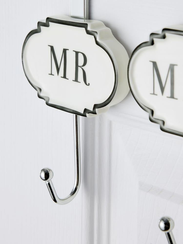 Black/White Mr and Mrs Wedding Overdoor Hooks - Image 2 of 3