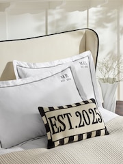 Set of 2 Black/White Mr and Mrs Est 2025 Wedding Oxford Pillowcases - Image 1 of 5
